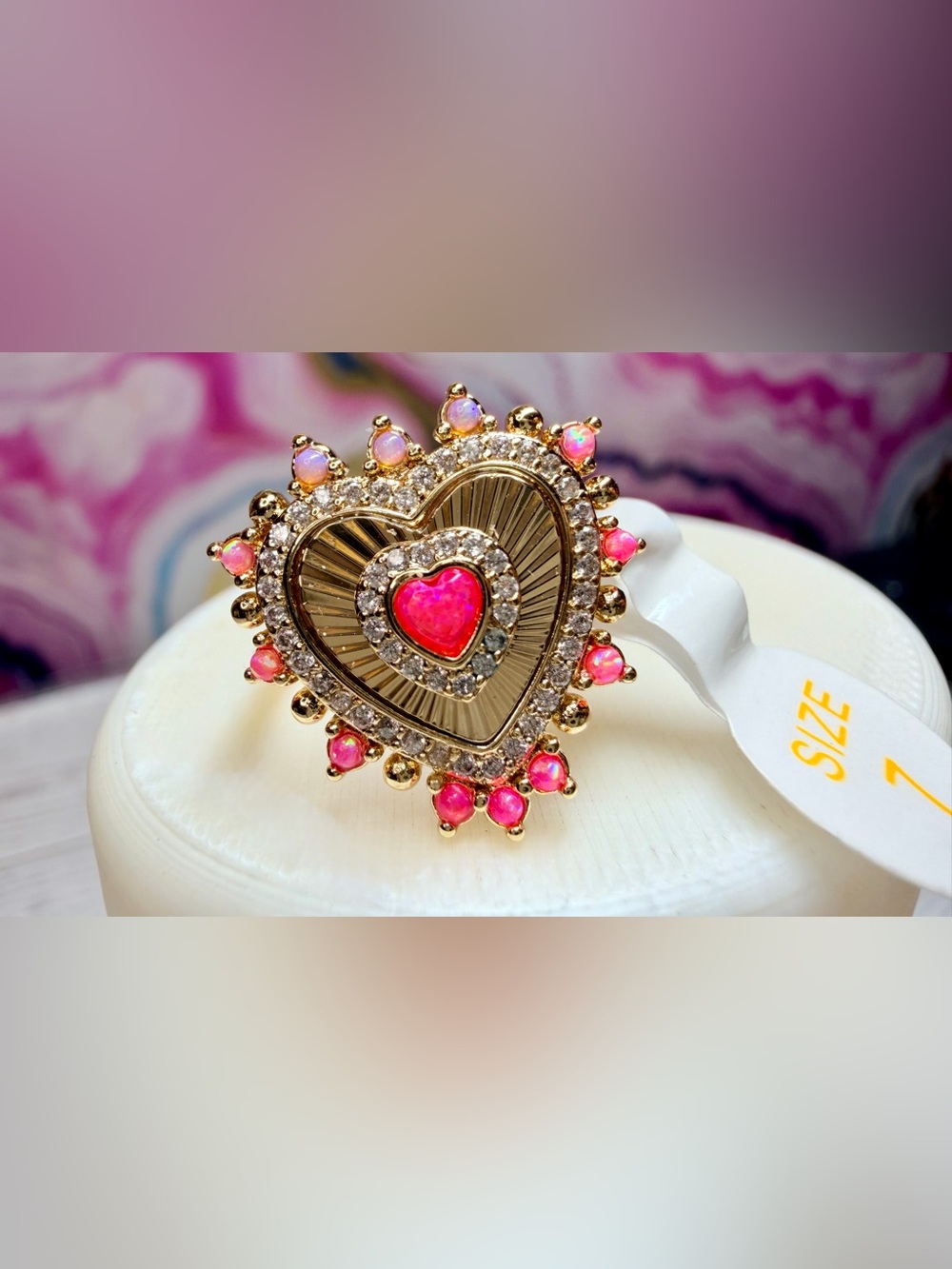 Bomb Party October 2026 Ring- A Heart Intwined on Gold, Size 7 RG26711